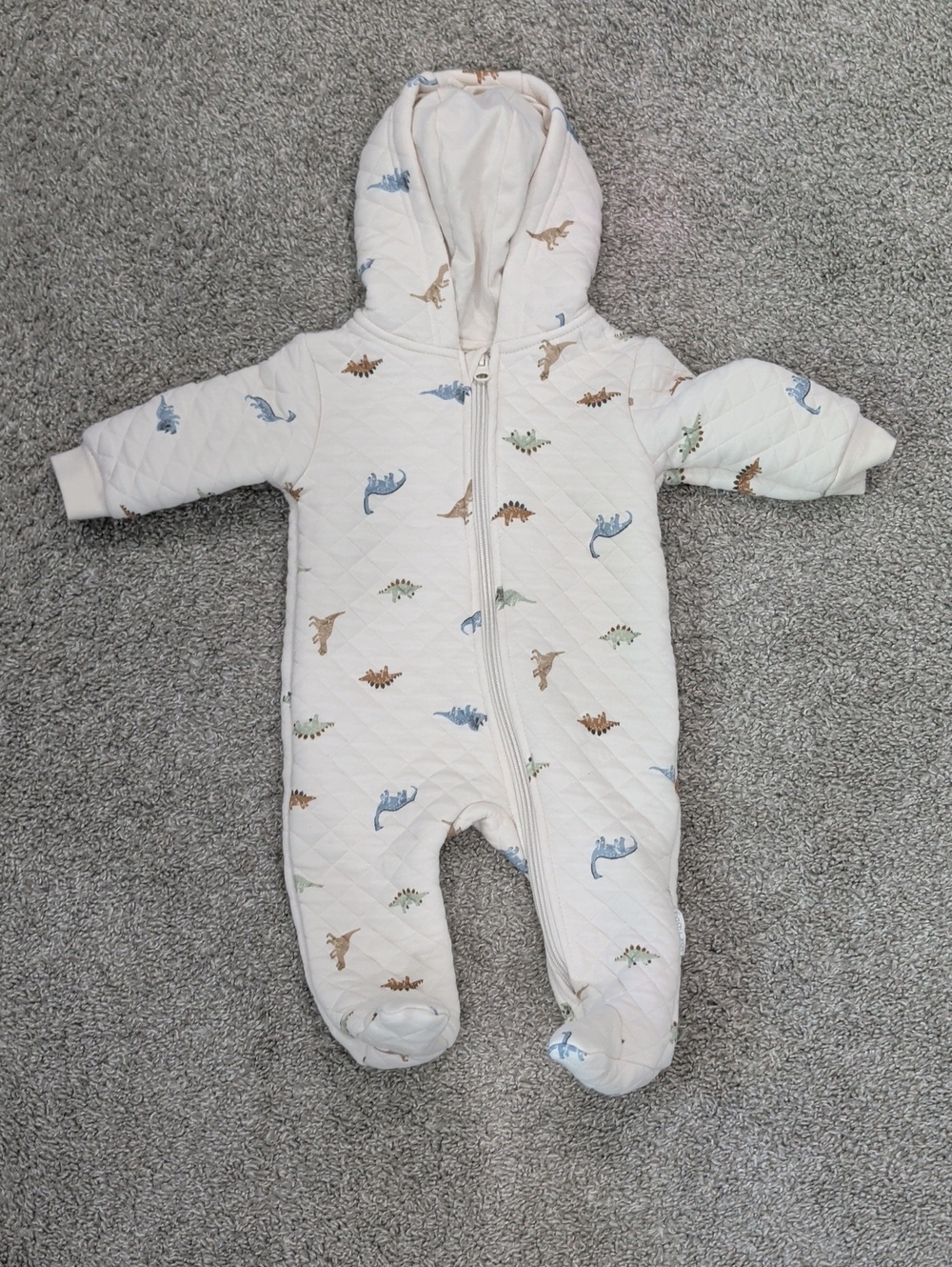 First Wish Quilted Dino Hooded One-Piece for Baby Jacket
